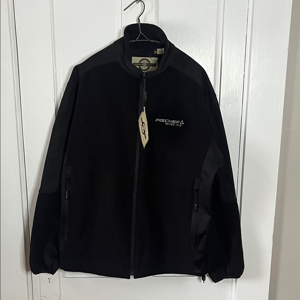 North end fleece jacket, zip up size L embroidered fisher racing team.